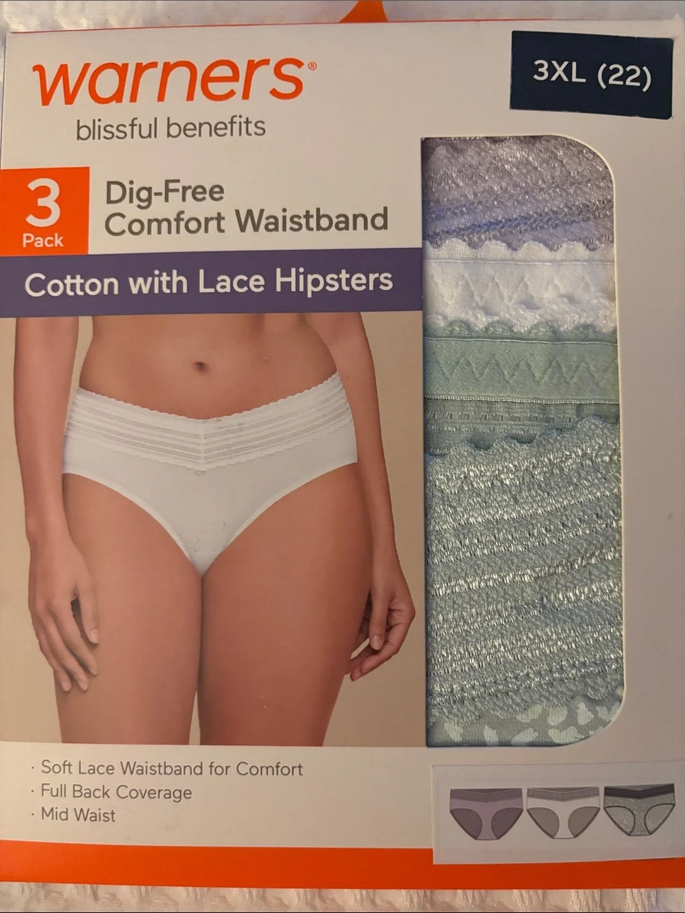 WARNERS COTTON AND LACE HIPSTER PANTIES